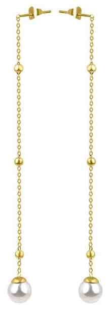 Troli Dlouhé pozlacené náušnice s perličkou VEDE0141G-PE + 2 měsíce na vrácení zboží