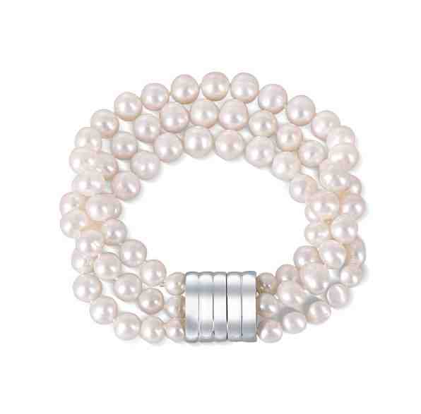 JwL Luxury Pearls Třířadý náramek z pravých bílých perel JL0668 + 2 měsíce na vrácení zboží