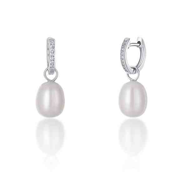 JwL Luxury Pearls Stříbrné kruhové náušnice á la vévodkyně Kate s pravou perlou a zirkony 3v1 JL0685 + 2 měsíce na vrácení zboží