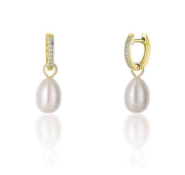 JwL Luxury Pearls Pozlacené kruhové náušnice á la vévodkyně Kate s pravou perlou a zirkony 3v1 JL0686 + 2 měsíce na vrácení zboží