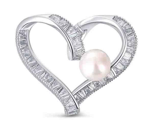 JwL Luxury Pearls Třpytivá brož srdce s pravou perlou a krystaly JL0695 + 2 měsíce na vrácení zboží