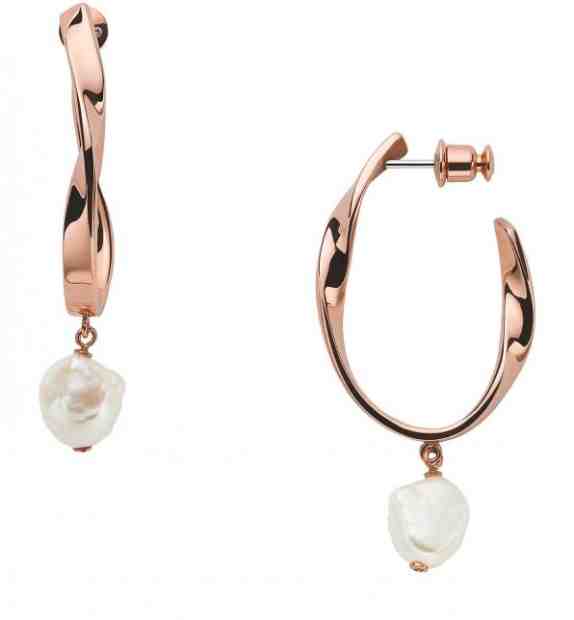 Skagen Luxusní bronzové náušnice s pravými perlami Agnethe SKJ1397791 + 2 měsíce na vrácení zboží