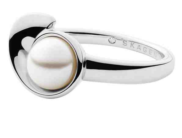 Skagen Půvabný ocelový prsten s perlou Agnethe SKJ1369040 53 mm + 2 měsíce na vrácení zboží