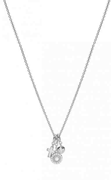 Fossil Stylový stříbrný náhrdelník s krystaly JFS00539040 (řetízek, přívěsky) + 2 měsíce na vrácení zboží