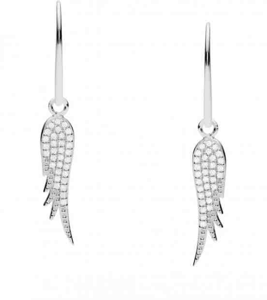 Fossil Něžné stříbrné náušnice s krystaly Andělská křídla JFS00533040 + 2 měsíce na vrácení zboží