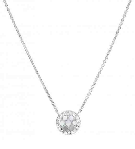 Fossil Stříbrný náhrdelník s krystaly a perletí JFS00520040 + 2 měsíce na vrácení zboží