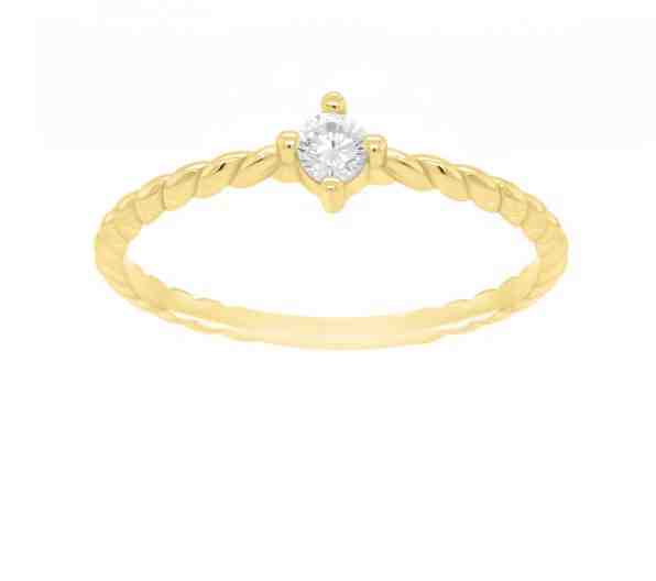 Brilio Silver Pozlacený minimalistický prsten se zirkonem GR022Y 60 mm + 2 měsíce na vrácení zboží