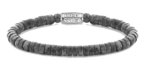 Rebel&Rose Šedý korálkový náramek Larvikite Dark Grey RR-60094-S 19 cm - L + 2 měsíce na vrácení zboží