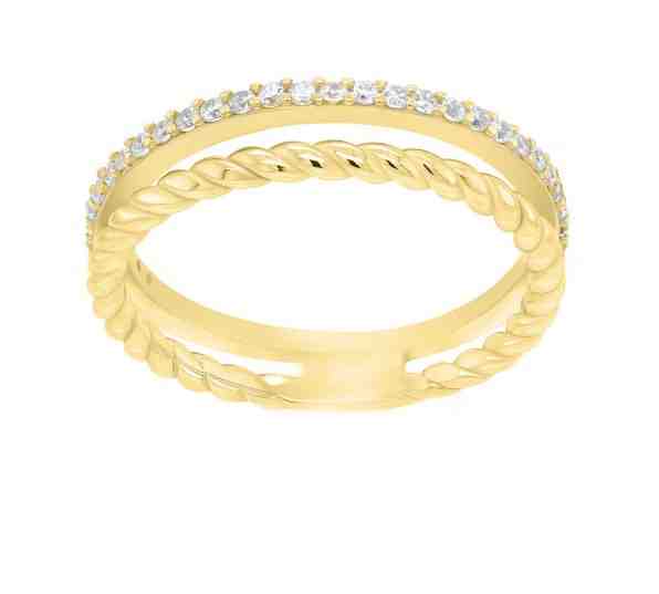 Brilio Silver Půvabný pozlacený prsten se zirkony GR044Y 52 mm + 2 měsíce na vrácení zboží