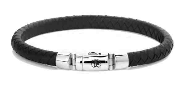 Rebel&Rose Stylový kožený náramek Half Round Braided Black RR-L0123-S 16,5 cm - S + 2 měsíce na vrácení zboží