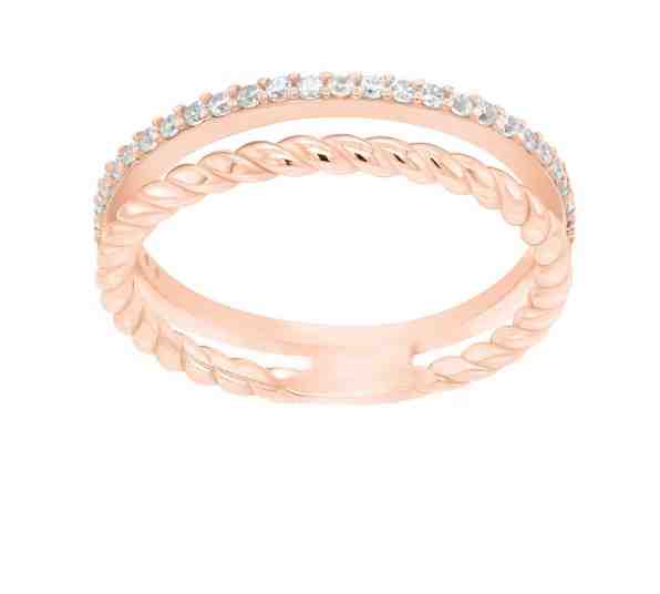 Brilio Silver Půvabný bronzový prsten se zirkony GR044R 52 mm + 2 měsíce na vrácení zboží