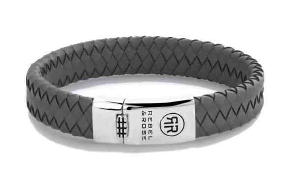 Rebel&Rose Šedý kožený náramek Braided Flat 925 Grey RR-L0129-S 19 cm - L + 2 měsíce na vrácení zboží