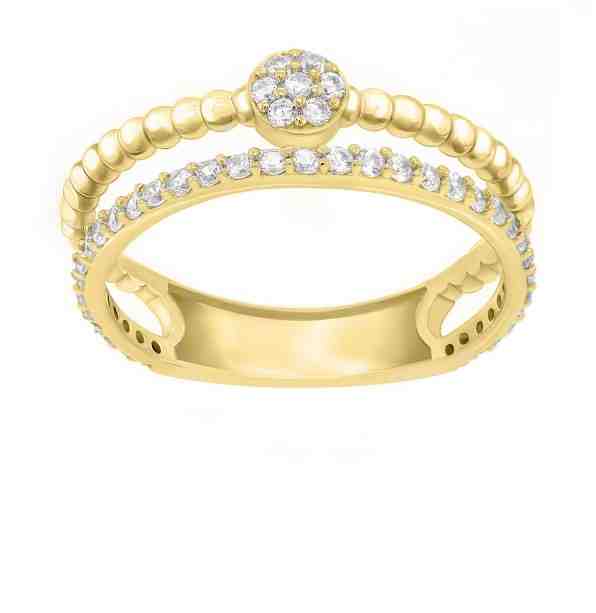 Brilio Silver Úchvatný pozlacený prsten se zirkony GR063Y 58 mm + 2 měsíce na vrácení zboží