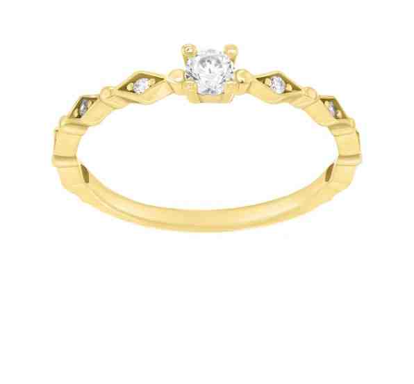 Brilio Silver Krásný pozlacený prsten se zirkony SR035Y 52 mm + 2 měsíce na vrácení zboží