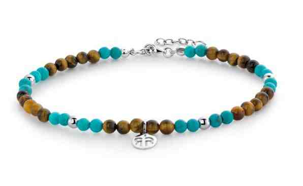 Rebel&Rose Hravý korálkový náramek na nohu Anklet Mix Tiger Turquoise RR-AK004-S 19,5 - 21,5 cm - XS + 2 měsíce na vrácení zboží