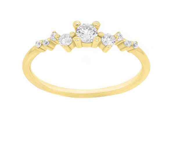 Brilio Silver Něžný pozlacený prsten se zirkony SR038Y 60 mm + 2 měsíce na vrácení zboží