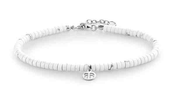 Rebel&Rose Bílý korálkový náramek na nohu Anklet Slices Virgin White RR-AK006-S 22,5 - 24,5 cm - S + 2 měsíce na vrácení zboží