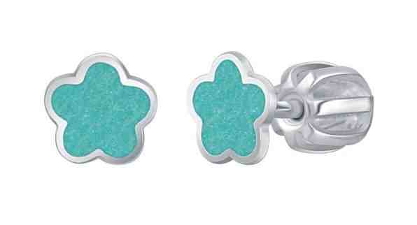 Praqia Drobné stříbrné náušnice Tyrkysový květ NA6477_RH + 2 měsíce na vrácení zboží