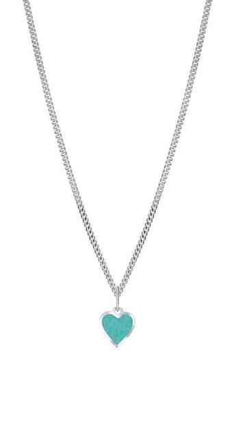 Praqia Romantický stříbrný náhrdelník Tyrkysové srdce KO6483_CU035_40_RH (řetízek, přívěsek) + 2 měsíce na vrácení zboží
