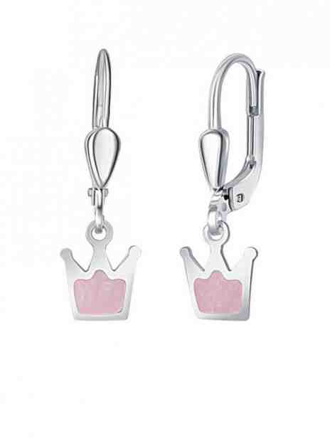 Praqia Dětské stříbrné náušnice Růžová korunka NA6491_RH + 2 měsíce na vrácení zboží