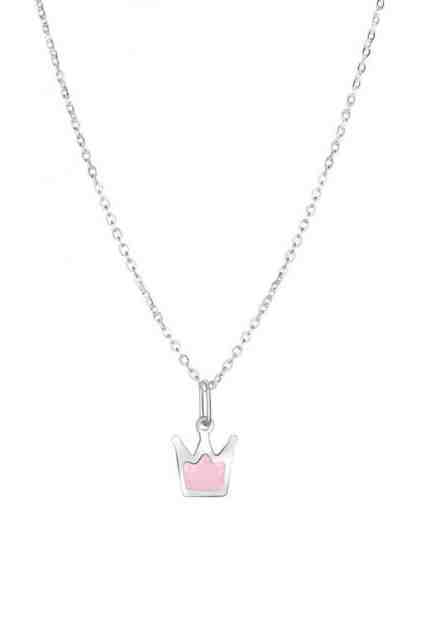 Praqia Dětský stříbrný náhrdelník Růžová korunka KO6492_BR030_40_RH (řetízek, přívěsek) + 2 měsíce na vrácení zboží