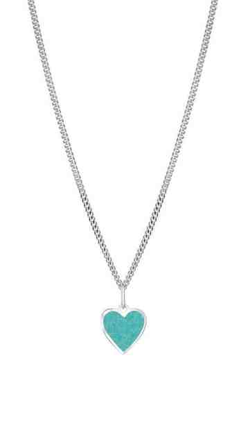 Praqia Romantický stříbrný náhrdelník Turquoise heart KO6497_CU040_45_RH (řetízek, přívěsek) + 2 měsíce na vrácení zboží