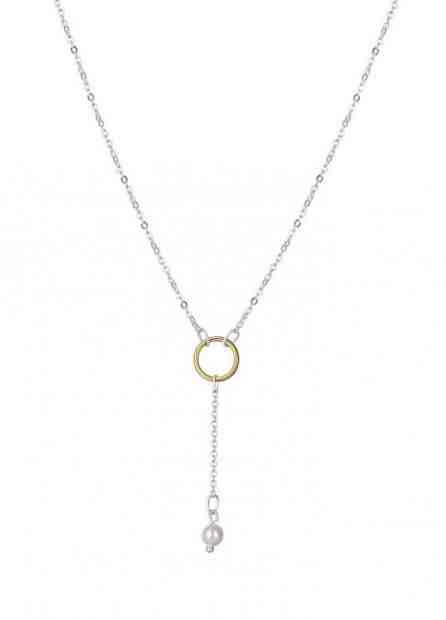 Praqia Elegantní bicolor náhrdelník Gold pearl N6381_RH + 2 měsíce na vrácení zboží