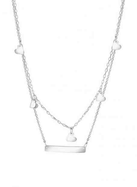 Praqia Dvojitý stříbrný náhrdelník Lots of hearts N6514_RH + 2 měsíce na vrácení zboží