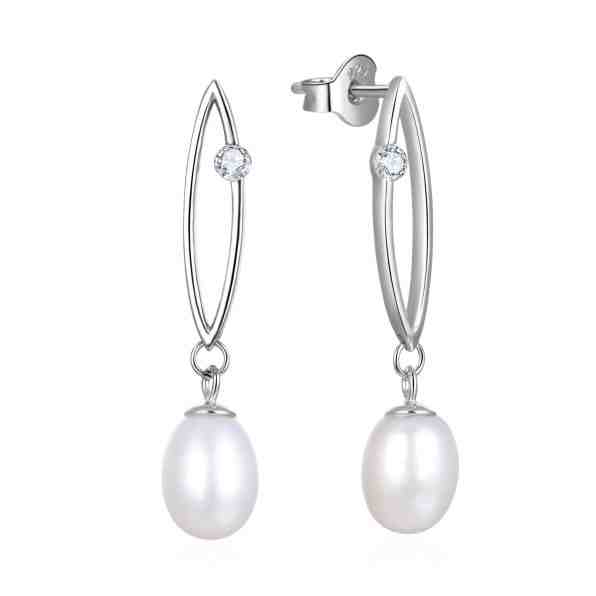 Beneto Stříbrné náušnice s pravými perlami AGUC2615P + 2 měsíce na vrácení zboží