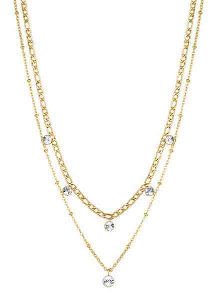 Brosway Pozlacený dvojitý náhrdelník s krystaly Symphonia BYM82 + 2 měsíce na vrácení zboží