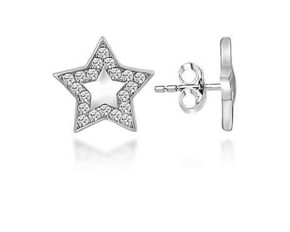 Brilio Silver Stříbrné hvězdičkové náušnice se zirkony LME0751 + 2 měsíce na vrácení zboží