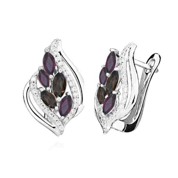 MOISS Elegantní stříbrné náušnice s granátem a záhnědou EG000094 + 2 měsíce na vrácení zboží