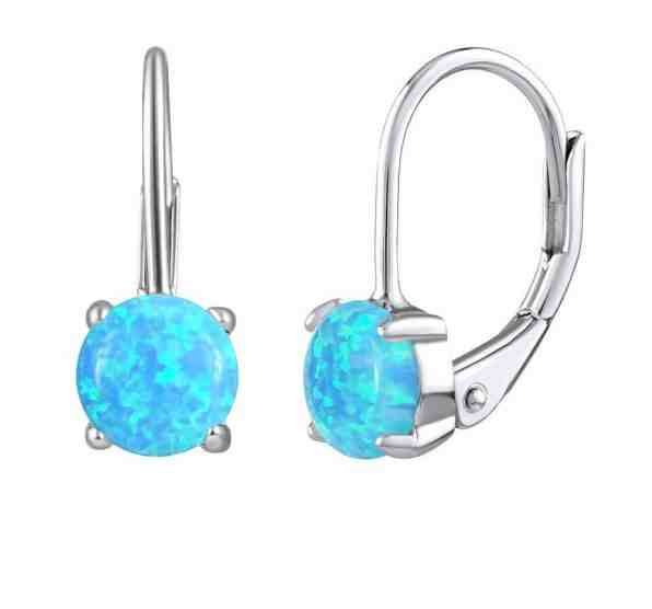 Silvego Stříbrné náušnice s modrým syntetickým opálem LPS1398M + 2 měsíce na vrácení zboží