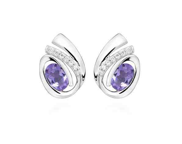 MOISS Okouzlující stříbrné náušnice s ametysty EG000141 + 2 měsíce na vrácení zboží