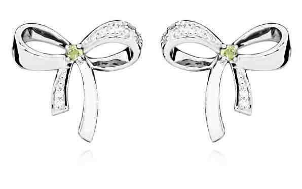 MOISS Hravé stříbrné náušnice s olivínem mašličky EG000116 + 2 měsíce na vrácení zboží