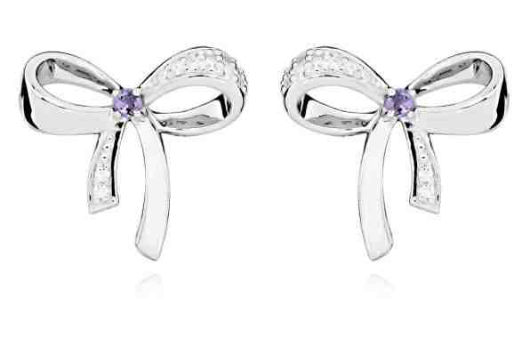 MOISS Hravé stříbrné náušnice s ametystem mašličky EG000114 + 2 měsíce na vrácení zboží