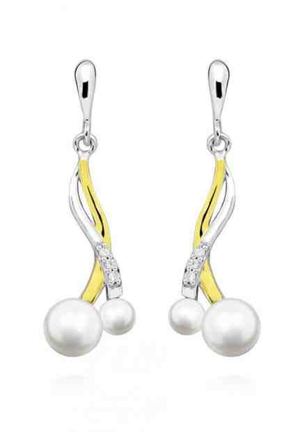 MOISS Luxusní stříbrné bicolor náušnice s pravými perlami EP000171 + 2 měsíce na vrácení zboží