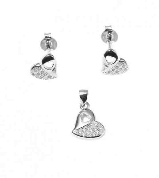 JVD Stříbrná souprava šperků Srdíčka SVLS0040SF3BI00 (přívěsek, náušnice) + 2 měsíce na vrácení zboží