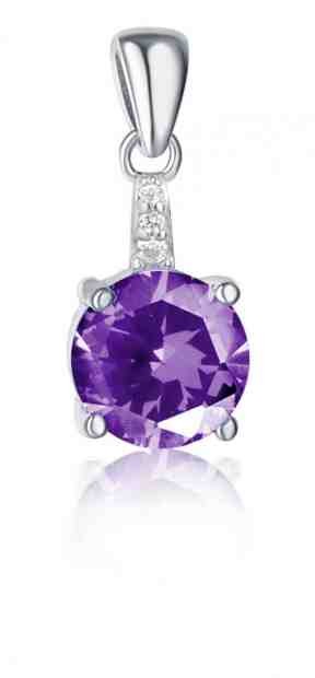 JVD Stříbrný přívěsek s fialovým zirkonem SVLP0707XF3F108 + 2 měsíce na vrácení zboží
