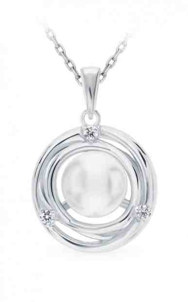 JVD Stříbrný přívěsek s přírodní perlou a zirkony SVLP0712XH2P100 + 2 měsíce na vrácení zboží