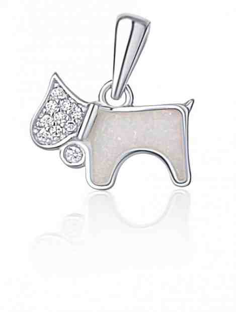 JVD Stříbrný přívěsek Pejsek s bílým opálem SVLP0714XI2BI00 + 2 měsíce na vrácení zboží