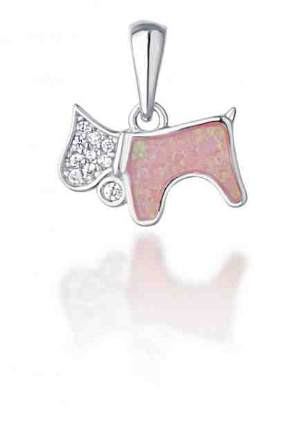 JVD Stříbrný přívěsek Pejsek s růžovým opálem SVLP0714XI2R200 + 2 měsíce na vrácení zboží