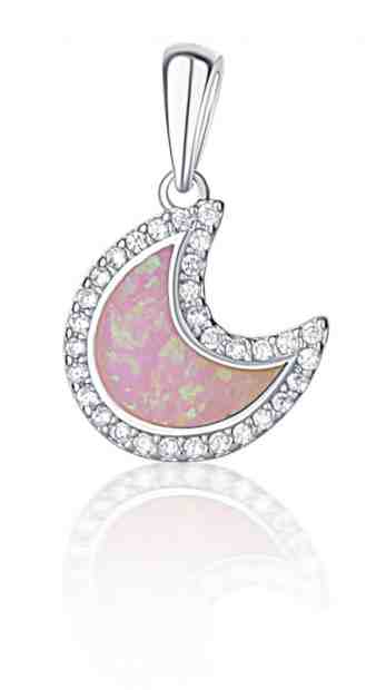 JVD Stříbrný přívěsek měsíc s růžovým opálem SVLP0717XI2R200 + 2 měsíce na vrácení zboží