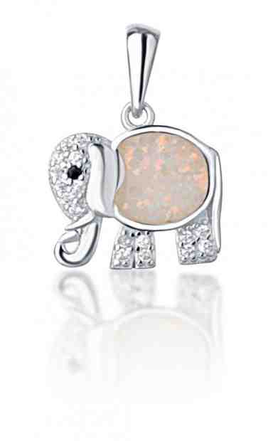 JVD Stříbrný přívěsek slon se světle růžovým opálem SVLP0718XI2BI00 + 2 měsíce na vrácení zboží