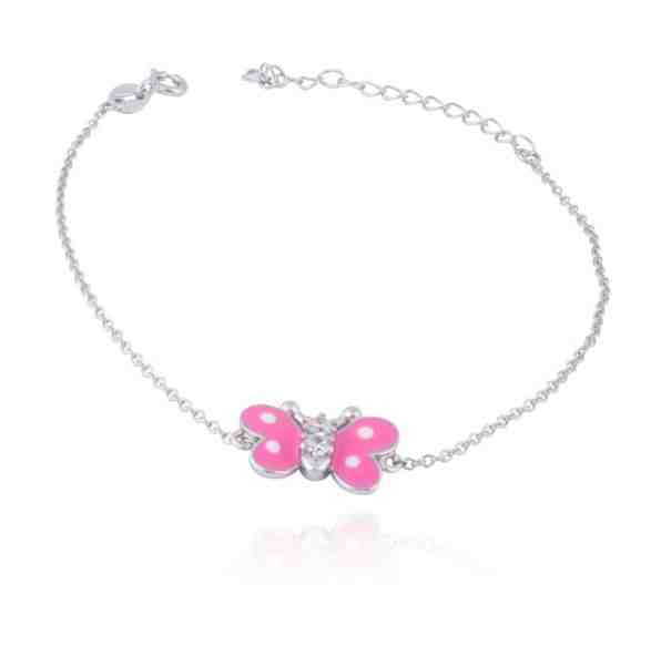 JVD Stříbrný náramek s růžovým motýlkem SVLB0161S75R216 + 2 měsíce na vrácení zboží