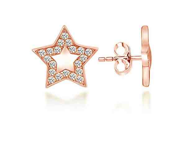 Brilio Silver Bronzové hvězdičkové náušnice se zirkony LME0751R + 2 měsíce na vrácení zboží