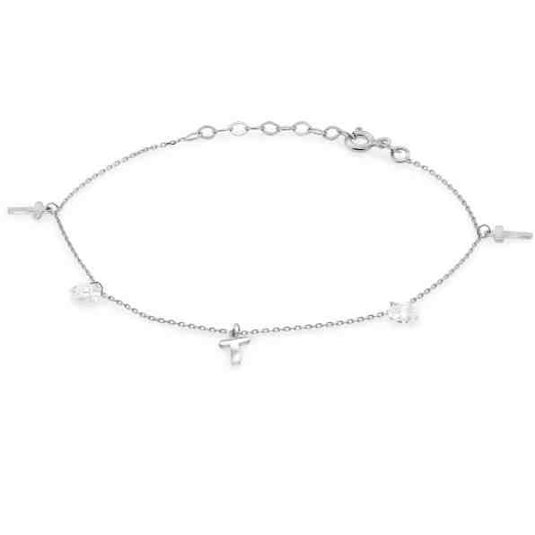 Brilio Stylový náramek z bílého zlata s křížky BRA009AUW + 2 měsíce na vrácení zboží