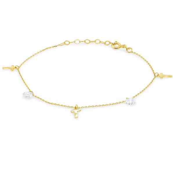 Brilio Stylový náramek ze žlutého zlata s křížky BRA009AUY + 2 měsíce na vrácení zboží