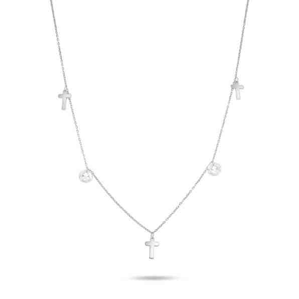 Brilio Stylový náhrdelník z bílého zlata s křížky NCL059AUW + 2 měsíce na vrácení zboží