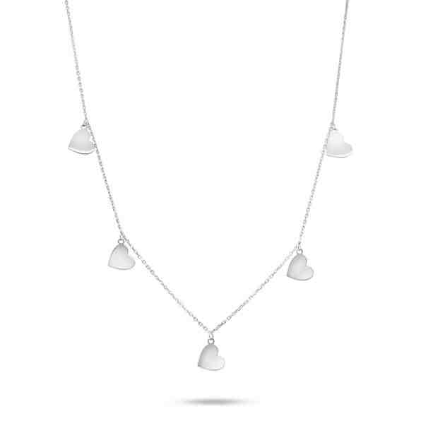 Brilio Něžný náhrdelník z bílého zlata se srdíčky NCL062AUW + 2 měsíce na vrácení zboží